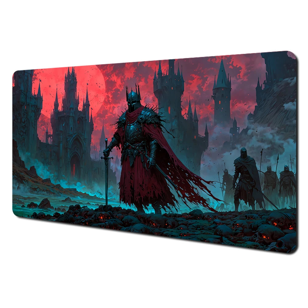 Japanese Ghost Samurai Pattern TCG Playmat Magic Card Battle Mat 35X60CM Deskmat Tapete Magic Mat Non-Slip Durable Stitched Edge