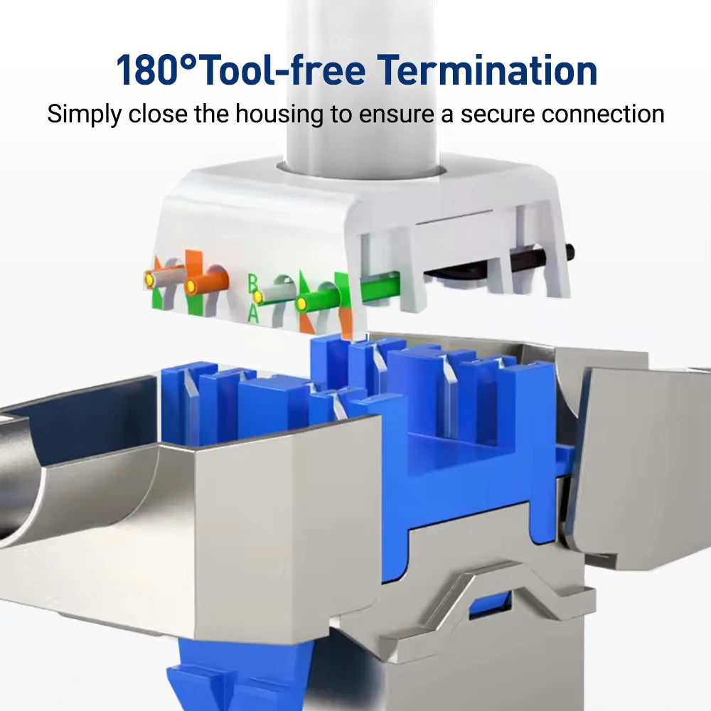 ZoeRax Cat6a Cat7 Cat8 Keystone Jack, RJ45 STP Tool-Less Type Zinc Alloy Module Shielded Keystone Jack Adapter 40 Gigabit