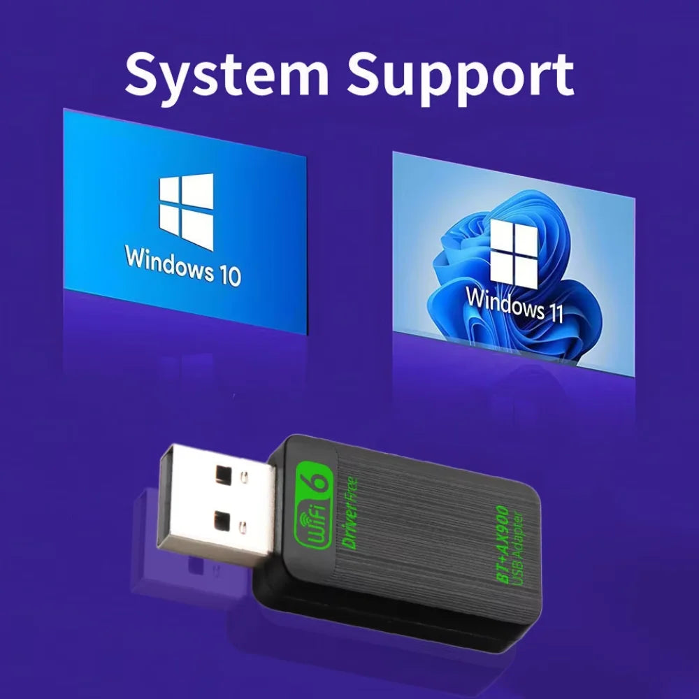 KEBIDUMEI AX900 WiFi6 Bluetooth5.4 USB Adapter 2 IN 1 Dual Band 2.4G 5GHz Wireless Network Dongle WiFi Receiver Support Win10 11