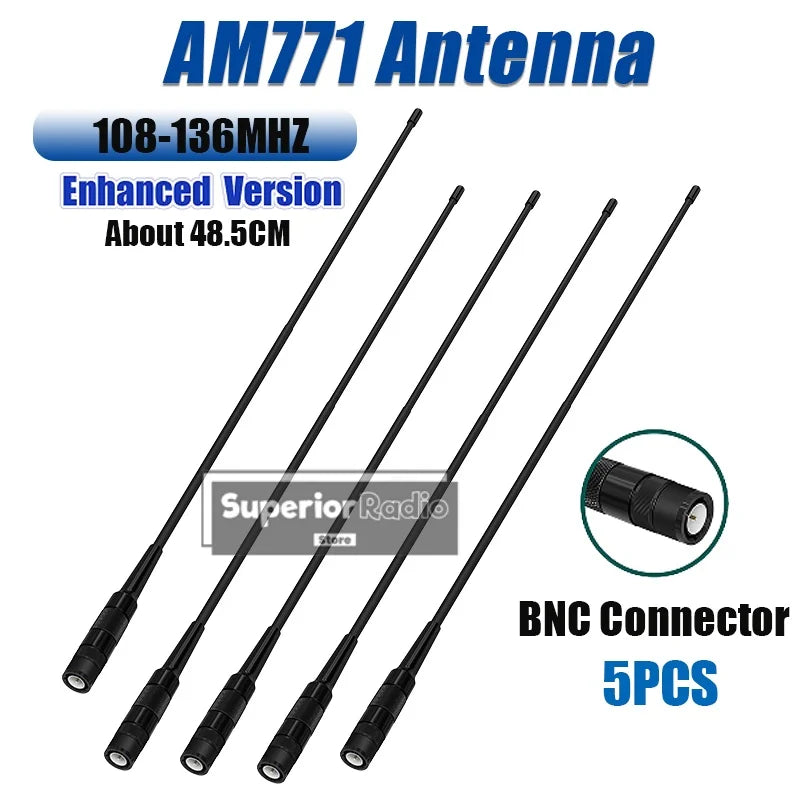 Walkie Talkie AM-771 Air Band Antenna 108-136Mhz BNC Connector For IC-A6 IC-A25 IC-A16 FTA-550L Radio SMA-F For DM-32 UV-K6 UVK5