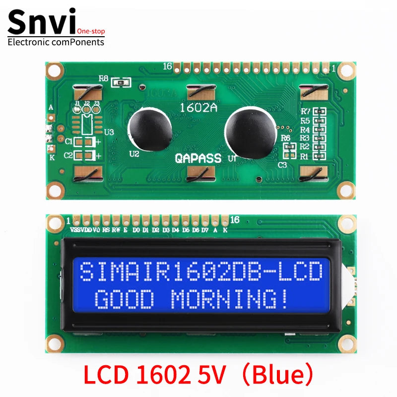 Snvi LCD1602 1602A LCD Display Module 16x2 Character Blue Yellow Green Gray Screen PCF8574 I2C IIC Interface 5V for Arduino