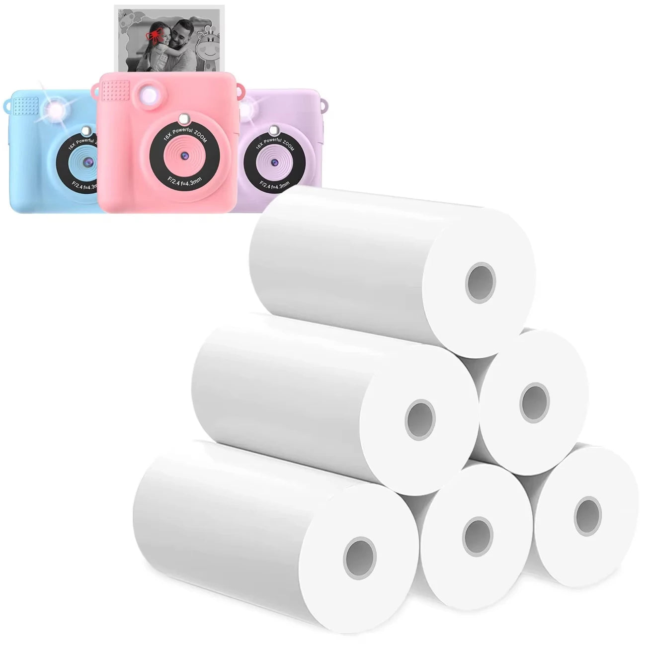 3-40Rolls 57x25MM Thermal Paper White Children Camera Instant Print Kids Camera Printing Paper Replacement Accessories Parts