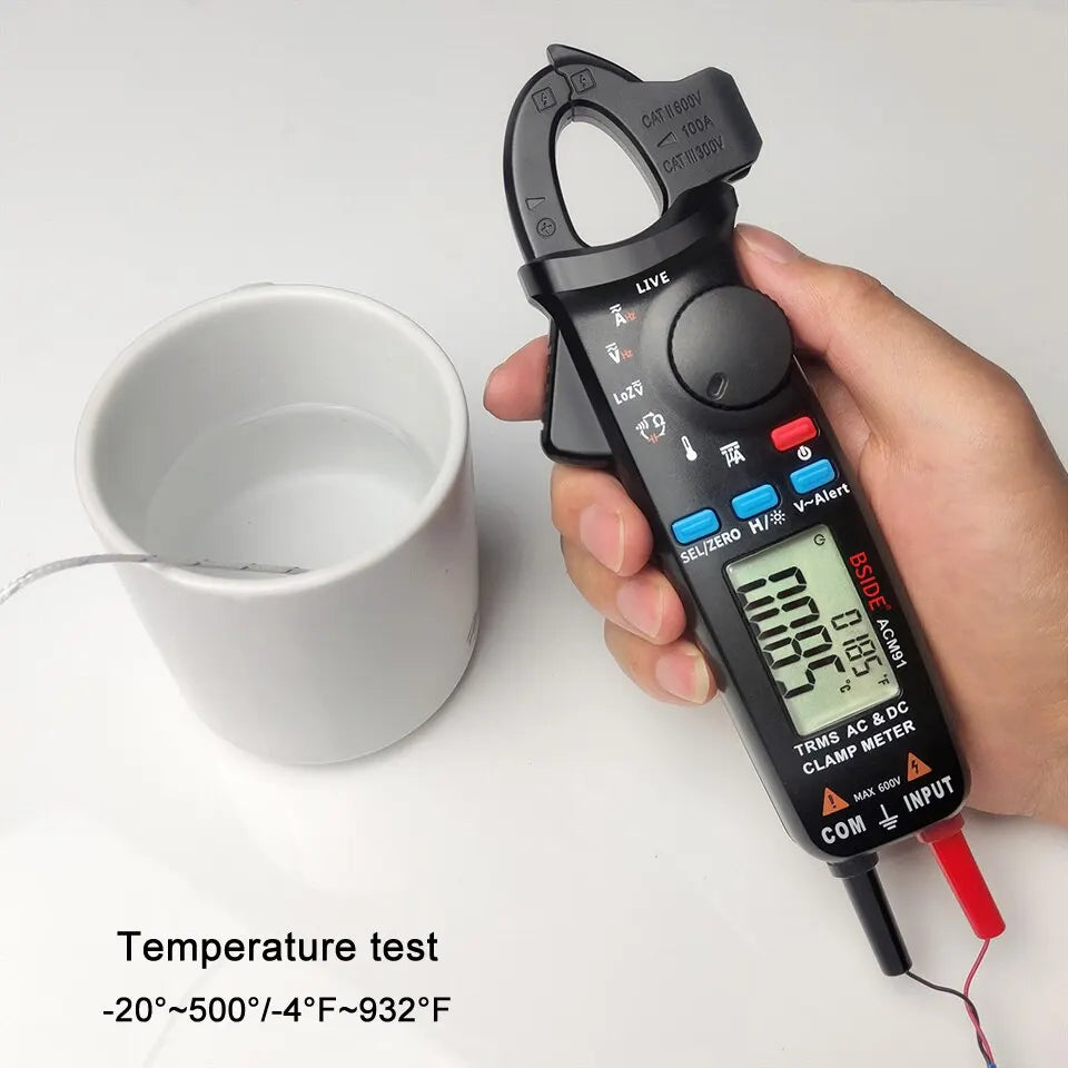 BSIDE ACM91 Clamp Meter True RMS with 1mA Precision & Temp Test