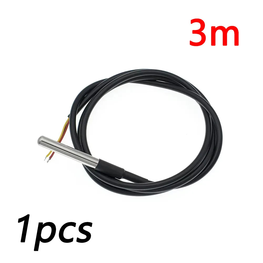 5/1pcs DS18B20 1M 2M 2.5M 3M Waterproof Cable Temperature Probe Waterproof Temperature Sensor DS18B20 Waterproof Cable