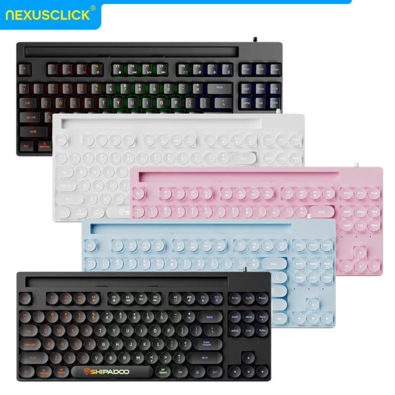 NexusClick Hot Sale 87 keys Backlit Mechanical Feel Keyboard, Wired Gaming Keyboard waterproof Luminous keycap for Laptop Office