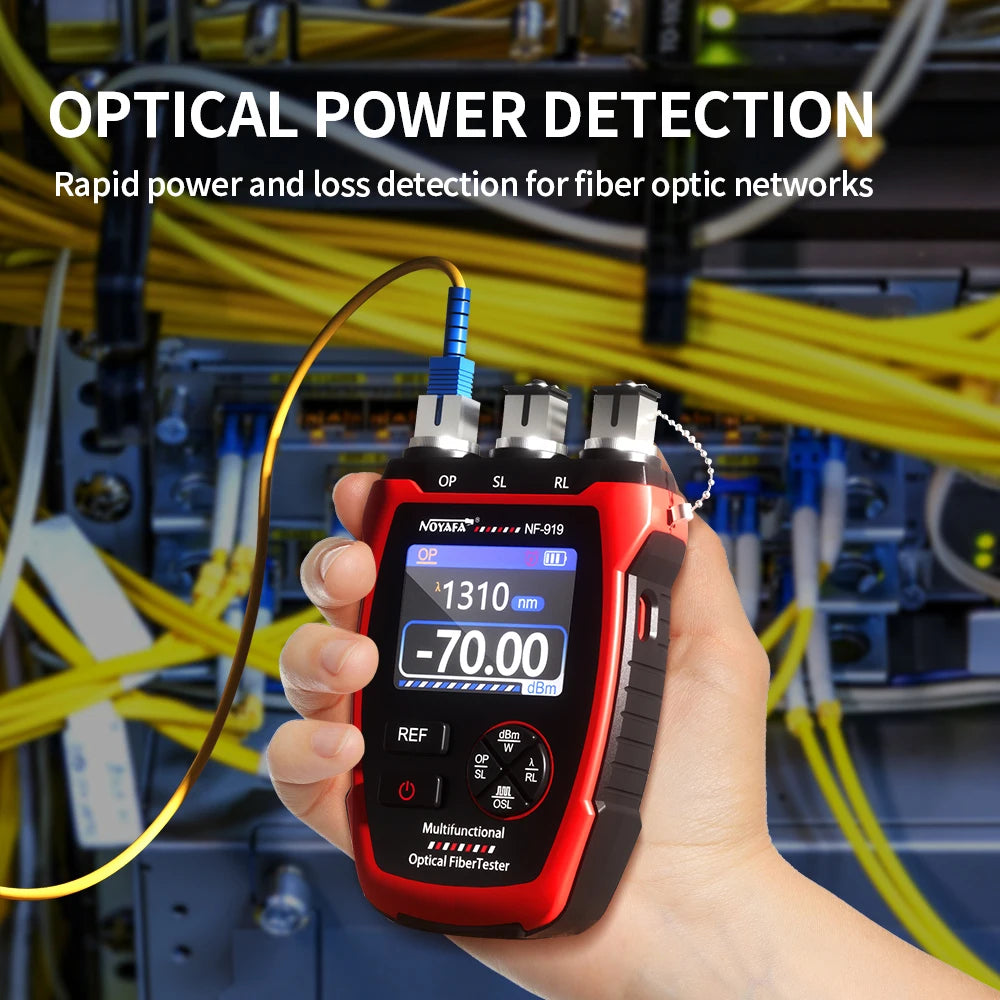 NOYAFA NF-919 Mini Optical Power Meter Visual Fault Locator Network Cable Test OPM/REF -70~+9dbm SC/FC/ST Universal Port