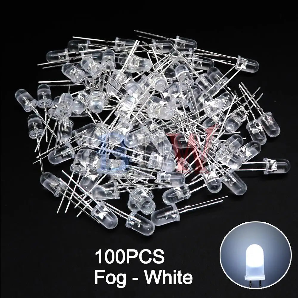 100PCS/LOT 5mm LED Diode F5 Assorted Kit IBUW White Green Red Blue Yellow Orange Pink Purple Warm White DIY Light Emitting Diode