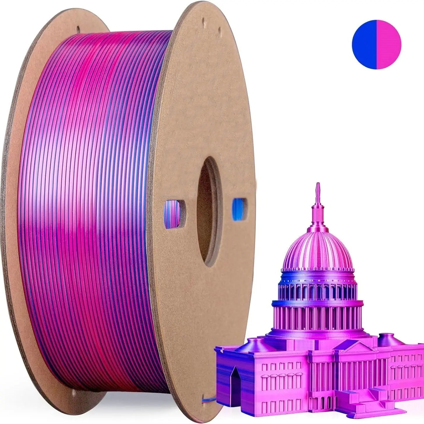 Multicolor 3D Printer Filament,Dual/Tri/Twist/Magic Color 1.75mm PLA Shiny Printing Filament,250g(0.55lbs) Fit FDM 3D Printer