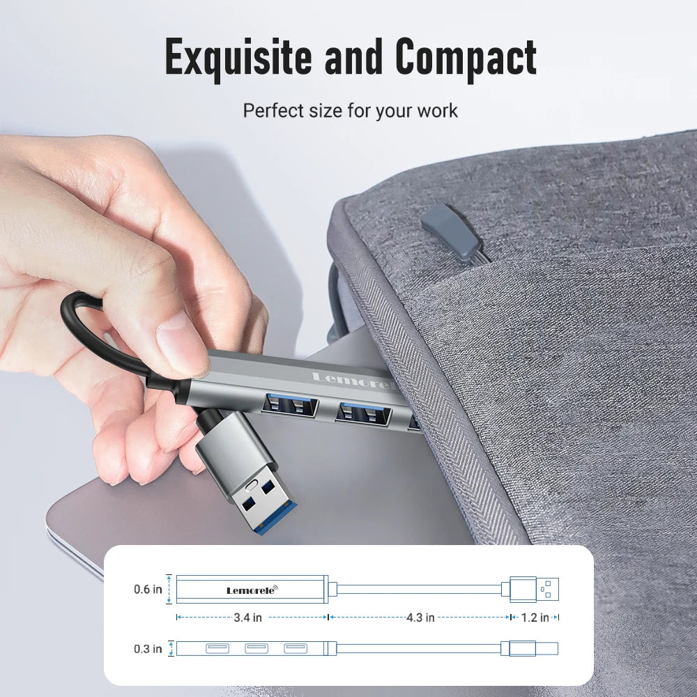 Lemorele 120cm 4Ports USB HUB OTG USB A 3.0 Adapter Multi Splitter Adapter Laptop Accessories For Xiaomi Lenovo Macbook Pro