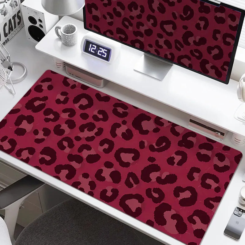 Pink Leopard Print Mouse Pad HD Printing Large Seaming Waterproof Mouse Pad Anti-slip Gaming Mouse Pad