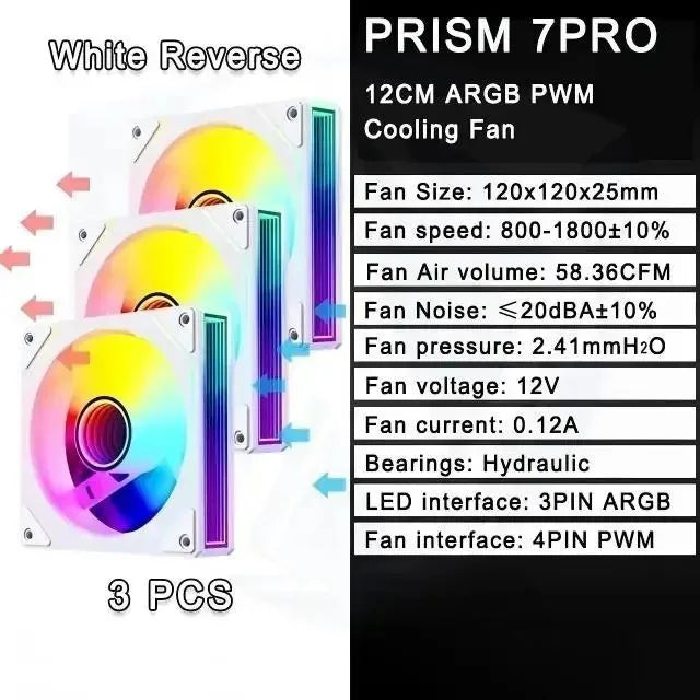 PRISM 4 RS 12cm ARGB 4 Pin Computer Case Fan Quiet Cooling 12V Large Air Volume 1200RPM for Desktop Gaming PC Build