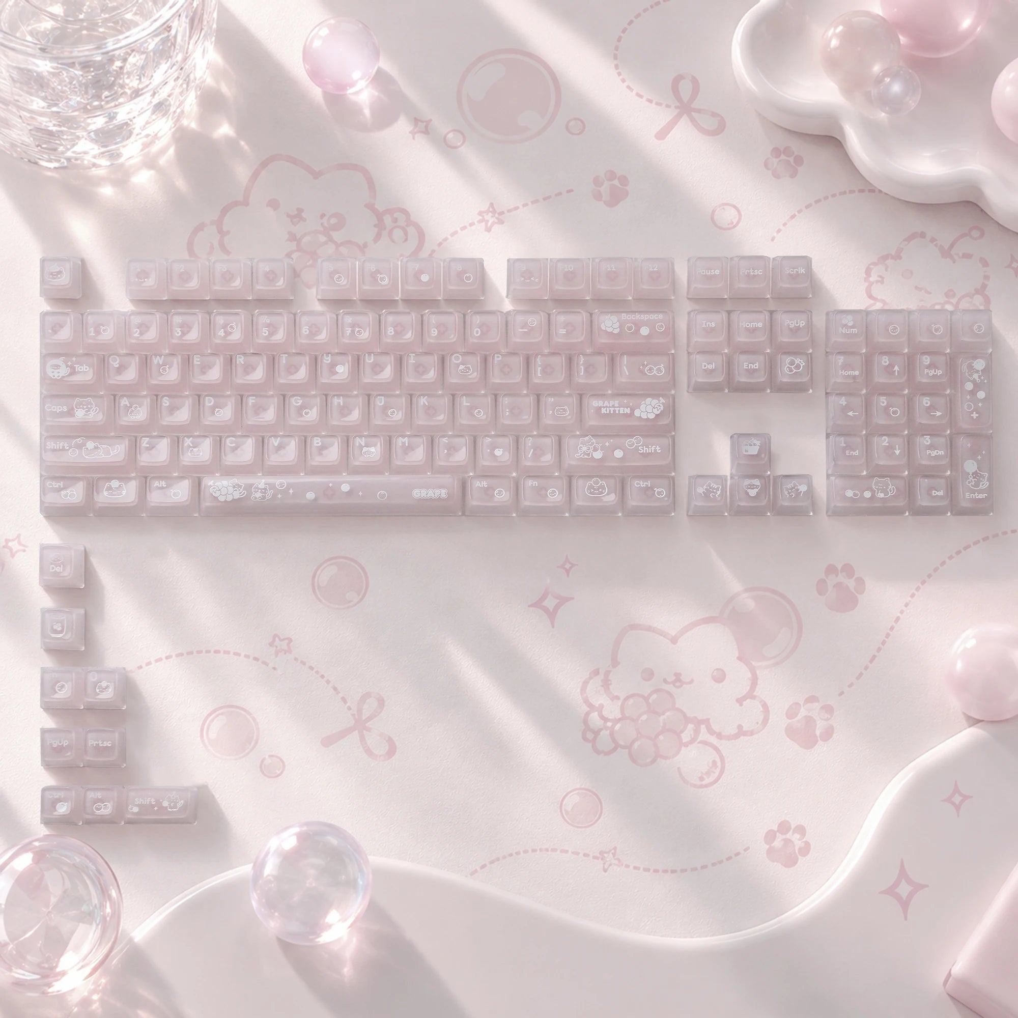 OEM Profile Pink Jello Crystal Keycap Translucent Clear Keyboard Keycap for Cherry Gateron MX Switches Mechanical Gamer Keyboard