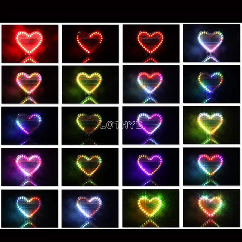 Multicolor LED Heart-Shaped Flow Light DIY Electronic Kit RGB Colorful Love Heart Water Lamp 51 Microcontroller Fun Welding