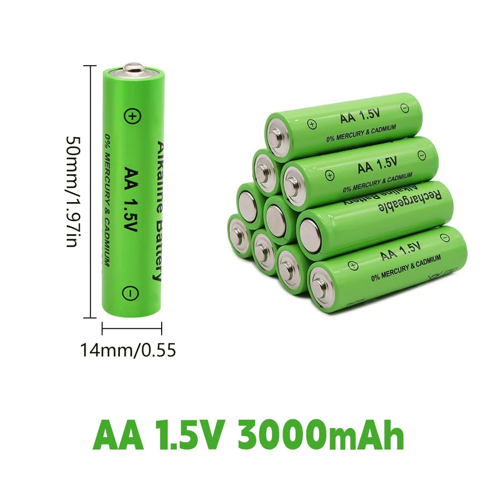 1.5V AA Rechargeable Alkaline Battery 3000mah For Torch Toys Clock MP3 Radio Video Game Digital Camera AA AAABattery