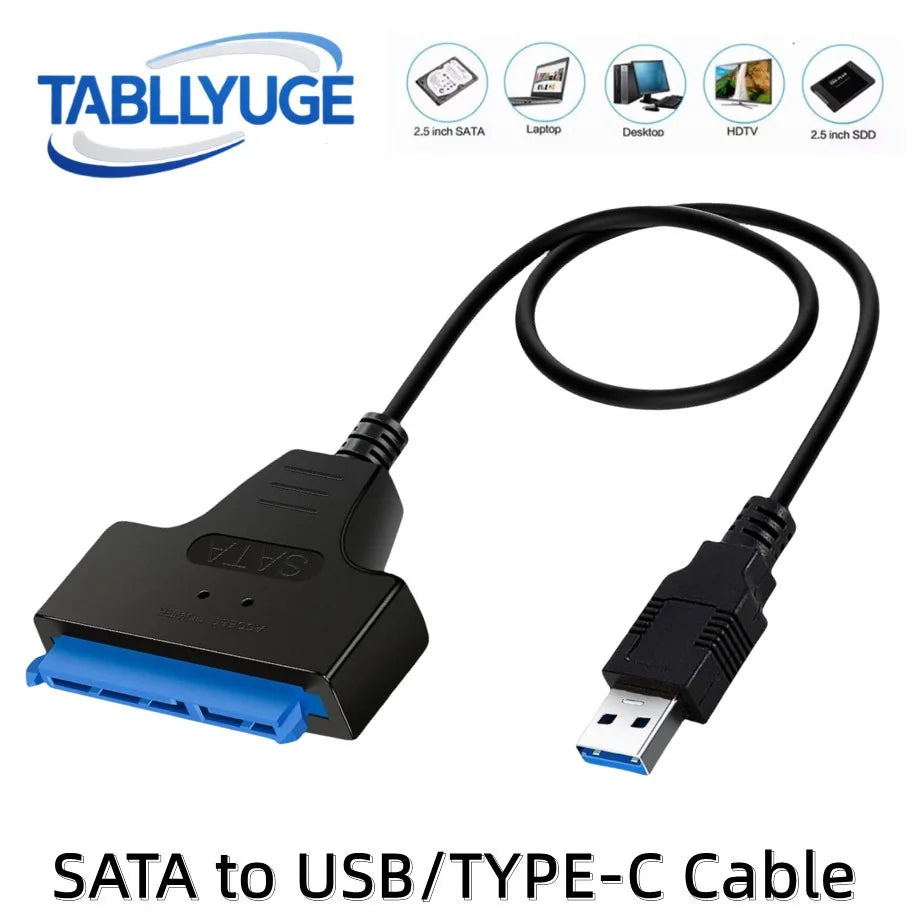 USB SATA Cable SATA To USB 3.0 / 2.0 /TYPE-C Adapter Support 2.5Inch External SSD HDD Hard Drive 22 Pin Sata Cable Adapter