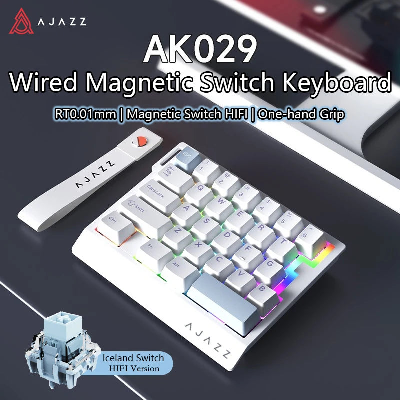 AK029 Wired Gaming Keyboard, 20 RGB Modes, 29 Keys, Hot-Swappable, Aluminum Panel
