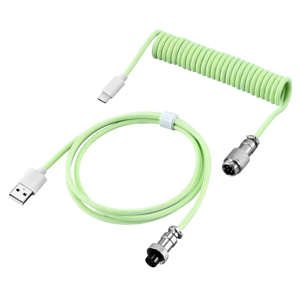 USB Type C Mechanical Keyboard Coiled Cable Hardware Linker Computer Aviation Mechanical Cable Spiral Gaming USB Keyboard Cable
