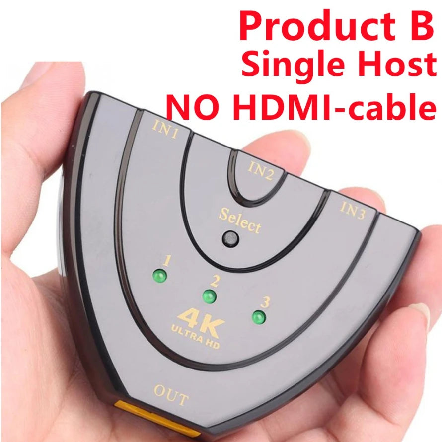 4K HDMI-Compatible Switch 3 Port HDMI-Compatible Switcher 3 In1 Out HDMI-Compatible KVM Switches for PS4 TV Box Xbox Roku HDTV