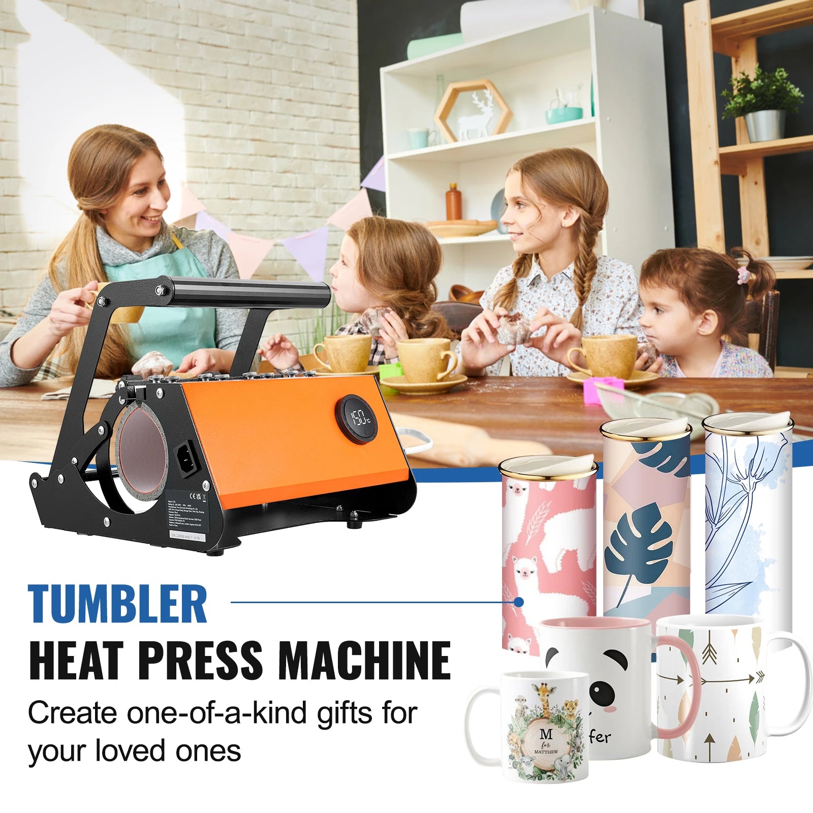 SucceBuy 11-30Oz Cup Tumbler Heat Press Touchscreen DIY Gift Ceramic Mug Heat Presser Sublimation Transfer Auto Printing Machine