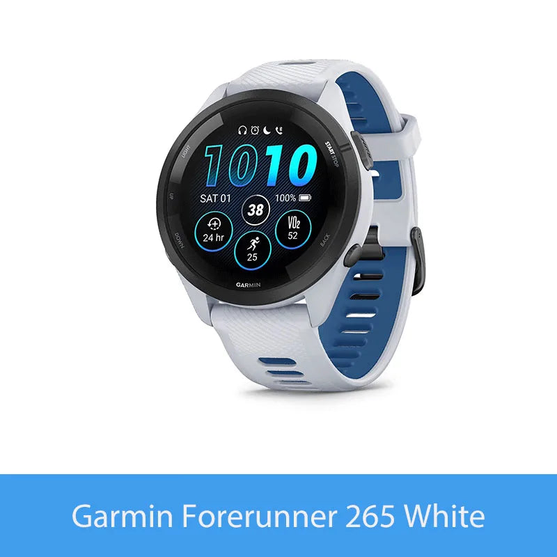 Garmin Forerunner 265 GPS 46mm Smartwatch 1.3" AMOLED Touchscreen Display Heart Rate Monitoring Training Metric Message Notice