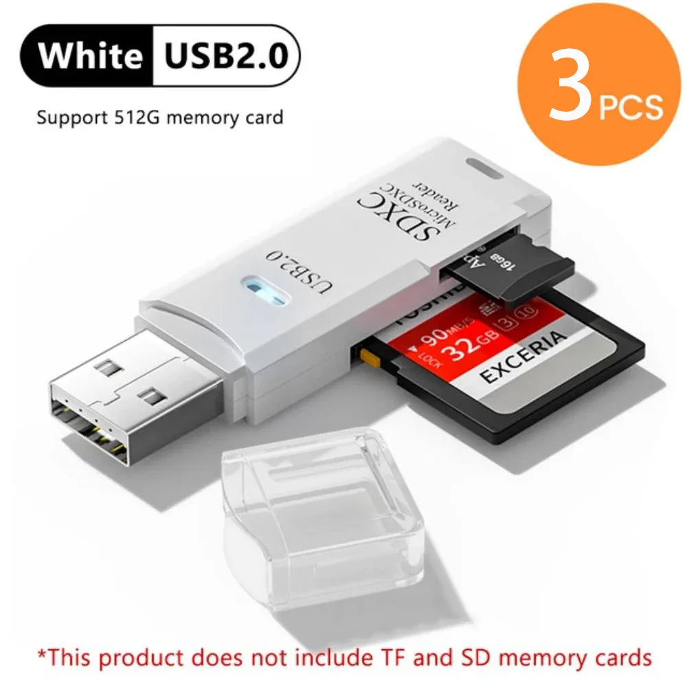 2-in-1 USB 3.0 High Speed Card Reader TF Memory Card Adapter Portable USB Flash Drive Design for PC Laptop Office Accessories