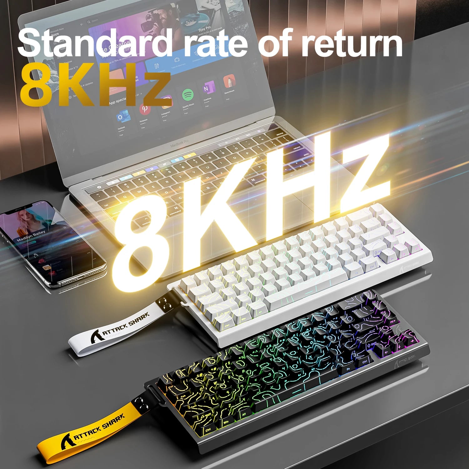 X68HE X68PRO ATTACK SHARK Magnetic Mechanical Keyboard 0.125ms Ultra Low Latency PO Cotton Silicone Fill RGB Backlit 8K Wired