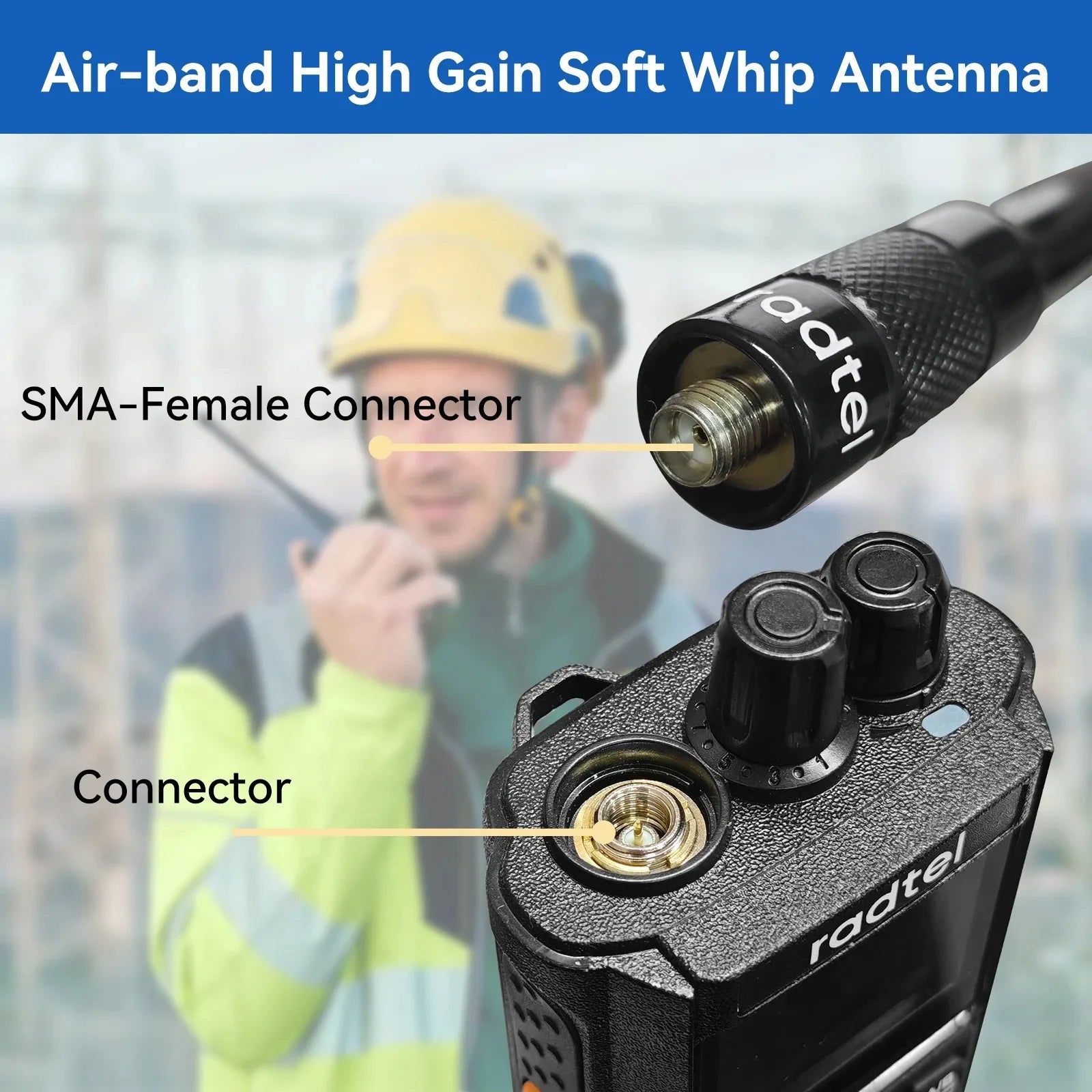 Air Aviation Band Flex Whip Antenna 108-136Mhz for Radtel Rt-4D Rt-470X Rt-900 Rt-860 Rt-890 Rt-470 Rt-920 RT-470L and More