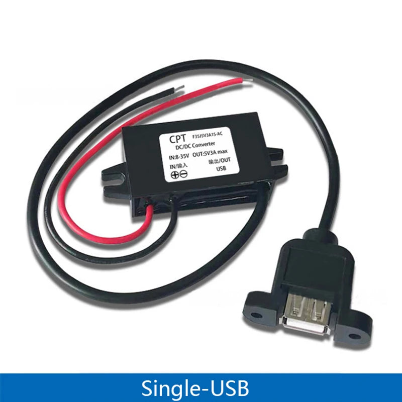 DC-DC 12V to 5V 3A 15W Car Power Converter Micro Mini USB Step Down Voltage Power Supply Output Adapter with Reverse Protection