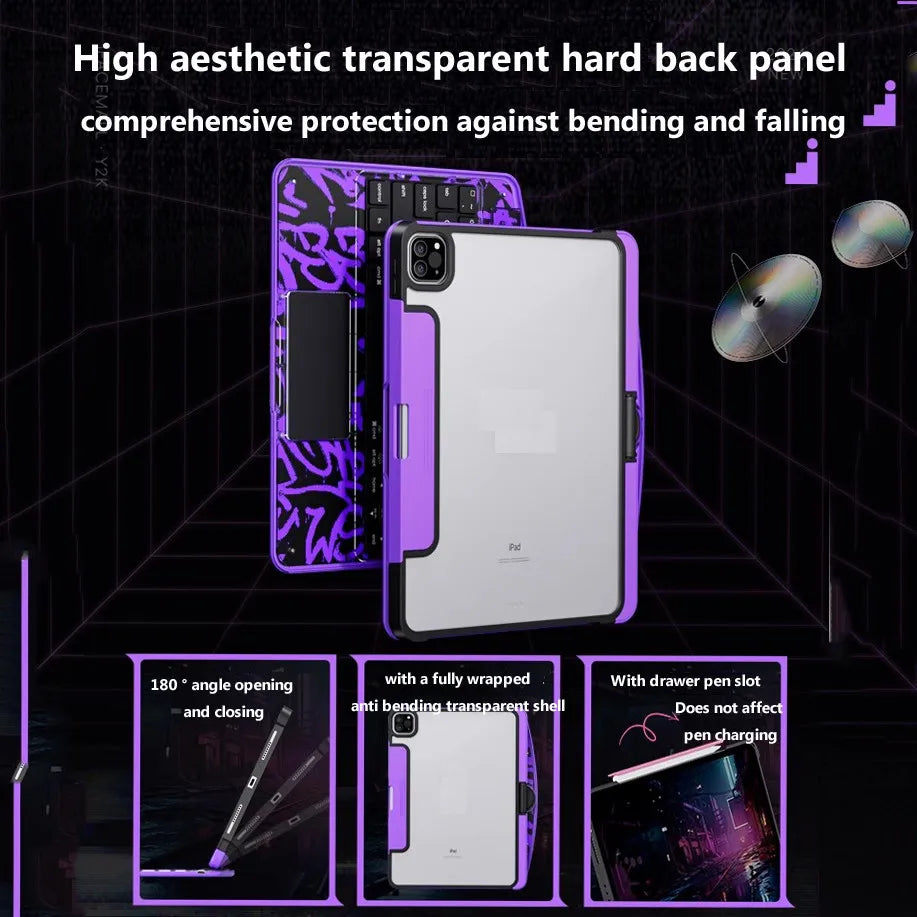for IPad 11th Gen A16 2025 Air 11inch M3 M2 10th Gen A2696 A2757 Air 7 6 5 4 10.2 9th 8th 7th Pro 11 Hard Touchpad Keyboard Case