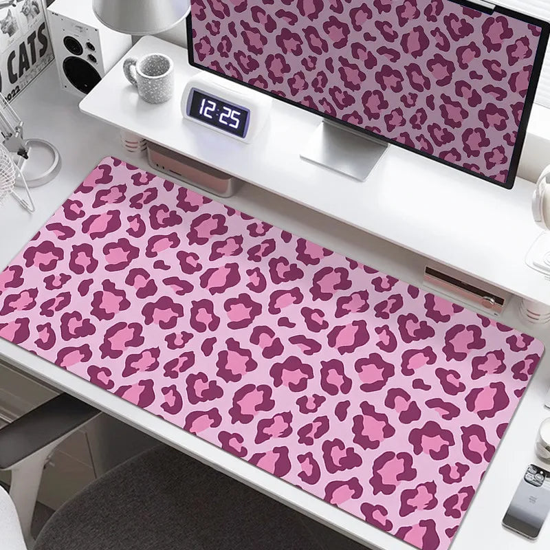 Pink Leopard Print Mouse Pad HD Printing Large Seaming Waterproof Mouse Pad Anti-slip Gaming Mouse Pad