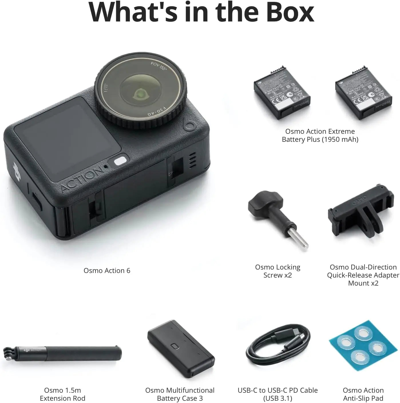 Open Box-DJI Osmo Action 4,Action 5,Action 6 Combo 8K Action Camera 1/1.1" Square Sensor Variable Aperture F/2.0-f/4.0 Rocksteady 3.0 Cold-Resistant 4hrs Battery 50GB Storage Vlogging Camera