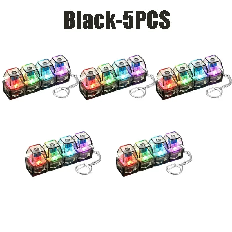 4-Button Fingertip Keyboard Keychain RGB Keyboard Fidget Toy With Lights For Stress Relief Decompression Calming