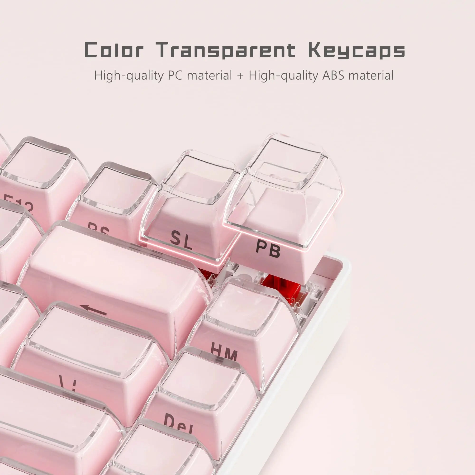 OEM Profile Pink Jello Crystal Keycap Translucent Clear Keyboard Keycap for Cherry Gateron MX Switches Mechanical Gamer Keyboard