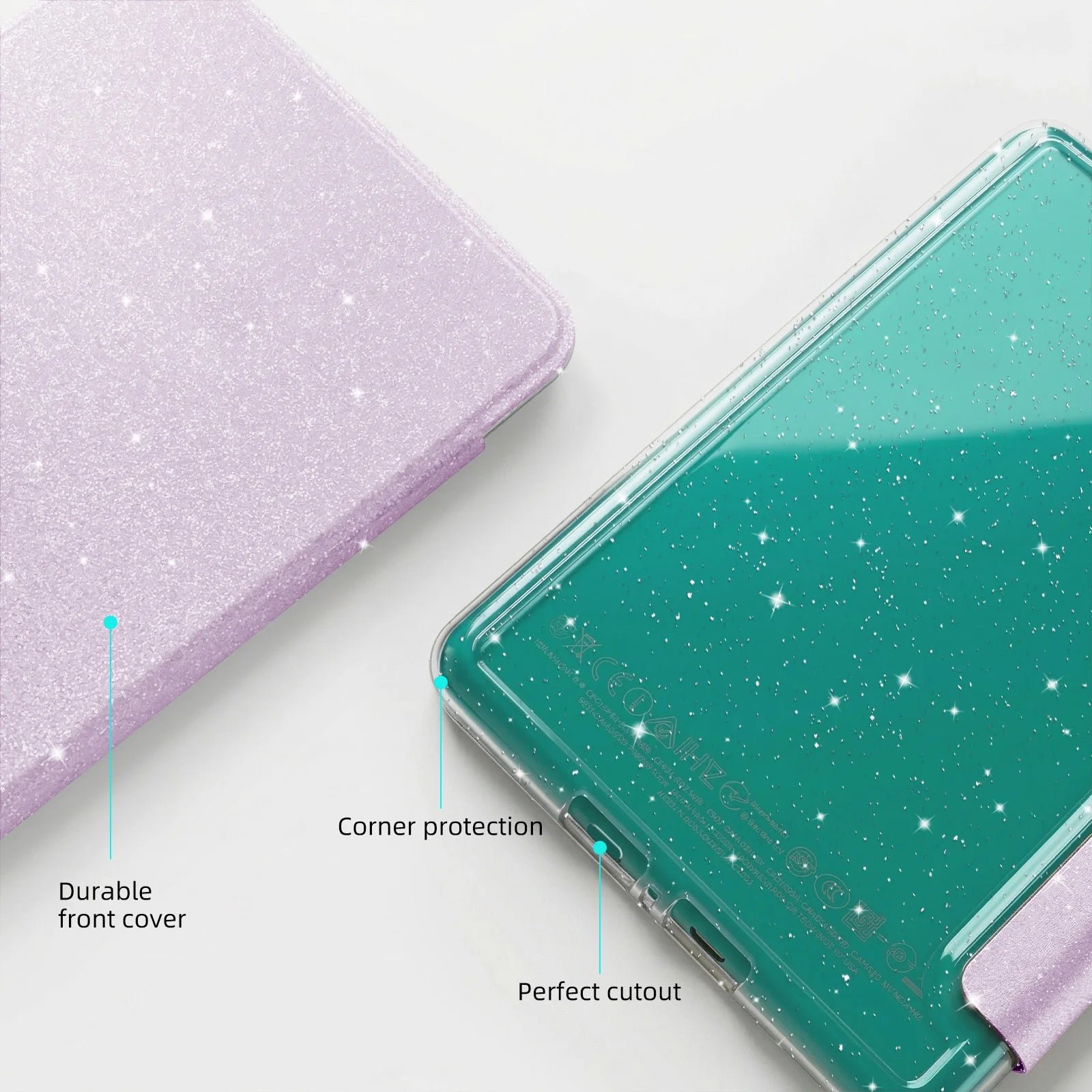 Glitter Case for 6"Kindle (11th Gen 2022/2024) - Clear Acrylic Back, Full-Body Shockproof, Auto Wake & Sleep, Kindle Accessories