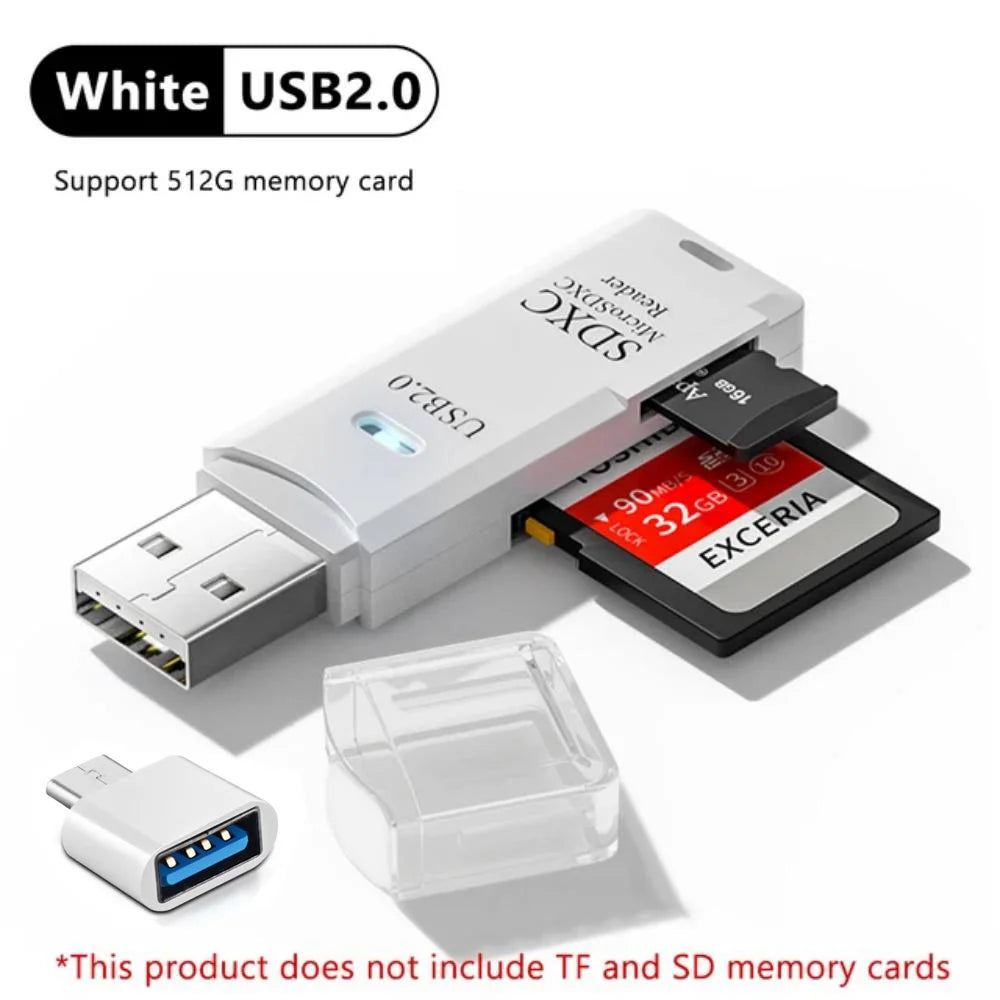 2-in-1 USB 3.0 High Speed Card Reader TF Memory Card Adapter Portable USB Flash Drive Design for PC Laptop Office Accessories