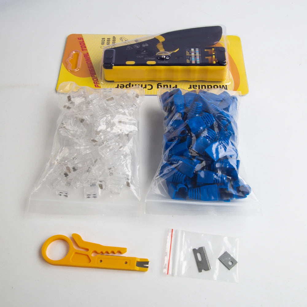 HOMEFISH 6088 Through-Hole Wire Crimper 8P6P Dual-Use Pliers for RJ45 Punch-Down RJ45 Crystal Head