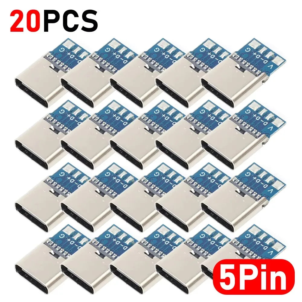 20-1pcs 5/6Pin Type C Female Connectors Usb Electric Terminals Welding DIY Data Cable Support PCB Board Jack Equipment Repair