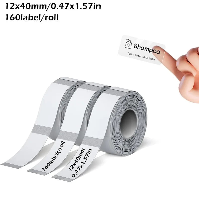 Marklife Transparent Thermal Label Tape for Bluetooth Label Printer 12*40mm Selfadhesive Wateroof for Home/Storage/Office/School