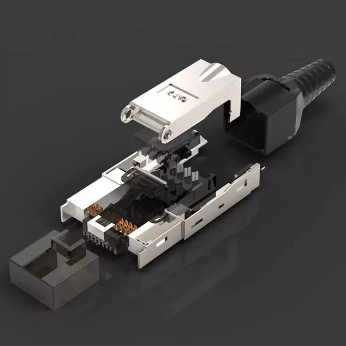 ZoeRax 10-Pack RJ45 Cat8 Cat7 Cat6a Connectors, Tool-Free Zinc Alloy Shielded Ethernet Termination Plugs for 23AWG SFTP Cables