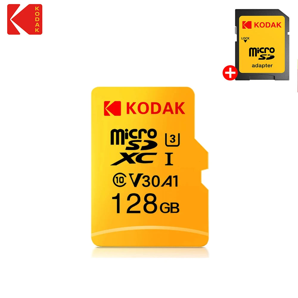 KODAK Micro SD Card 32GB 64GB 128GB V30 U3 4K Yellow for Dash Cam Driving Recorder TF Card