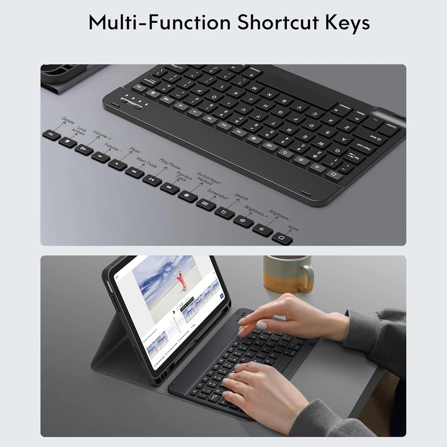Keyboard Case For iPad 11 (A16) 2025/iPad 10th Generation 2022 10.9inch,Detachable Stand Folio Keyboard Cover With Pencil Holder