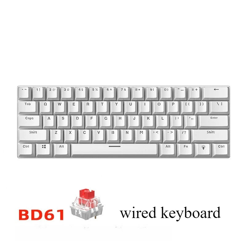Teclado Mecánico 60% Gaming Keyboard Gamer Mechanical Keyboards PC Teclados Laptop Oficina Mini Key Board Klavye Teclas White