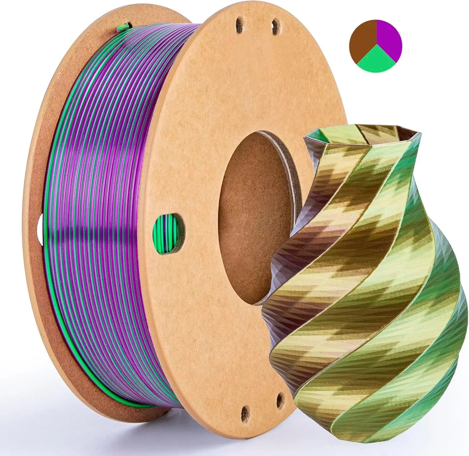 Multicolor 3D Printer Filament,Dual/Tri/Twist/Magic Color 1.75mm PLA Shiny Printing Filament,250g(0.55lbs) Fit FDM 3D Printer