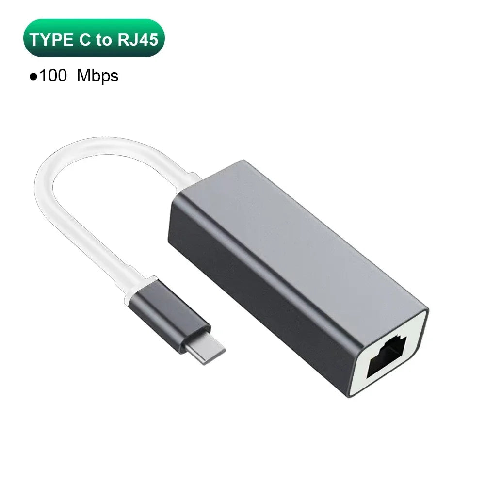 1000Mbps USB Type C Ethernet Adapter RJ45 Network Card for MacBook PC Windows XP 7 Android High-Speed Internet Cable LAN