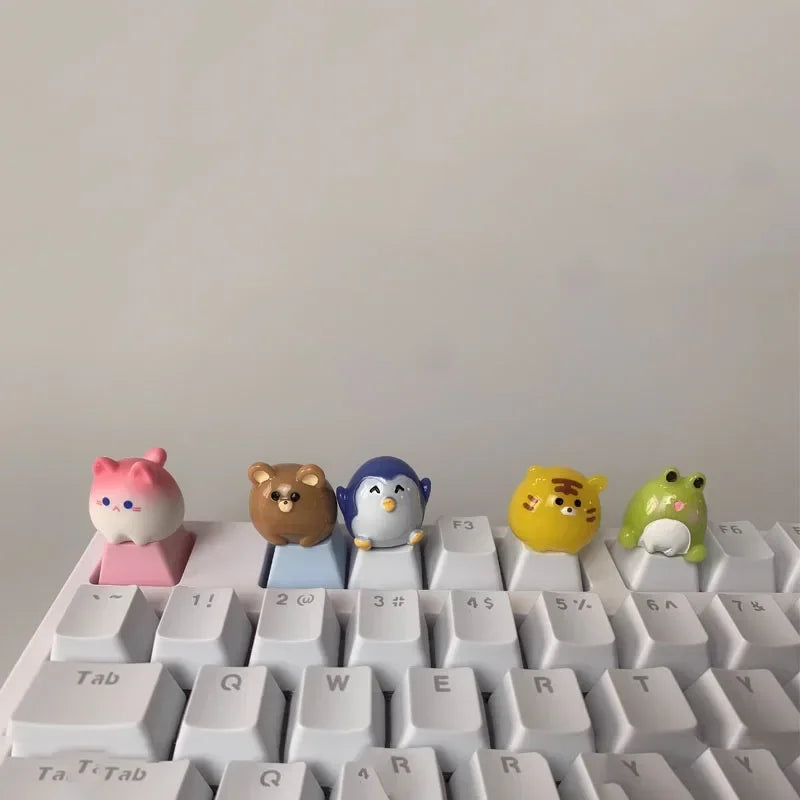 Original Pink Cat Cute Keycaps OEM Height ABS Keycap Cherry Profile Artisan Keycaps for Mechanical Keyboard Key Caps Gamer Gifts
