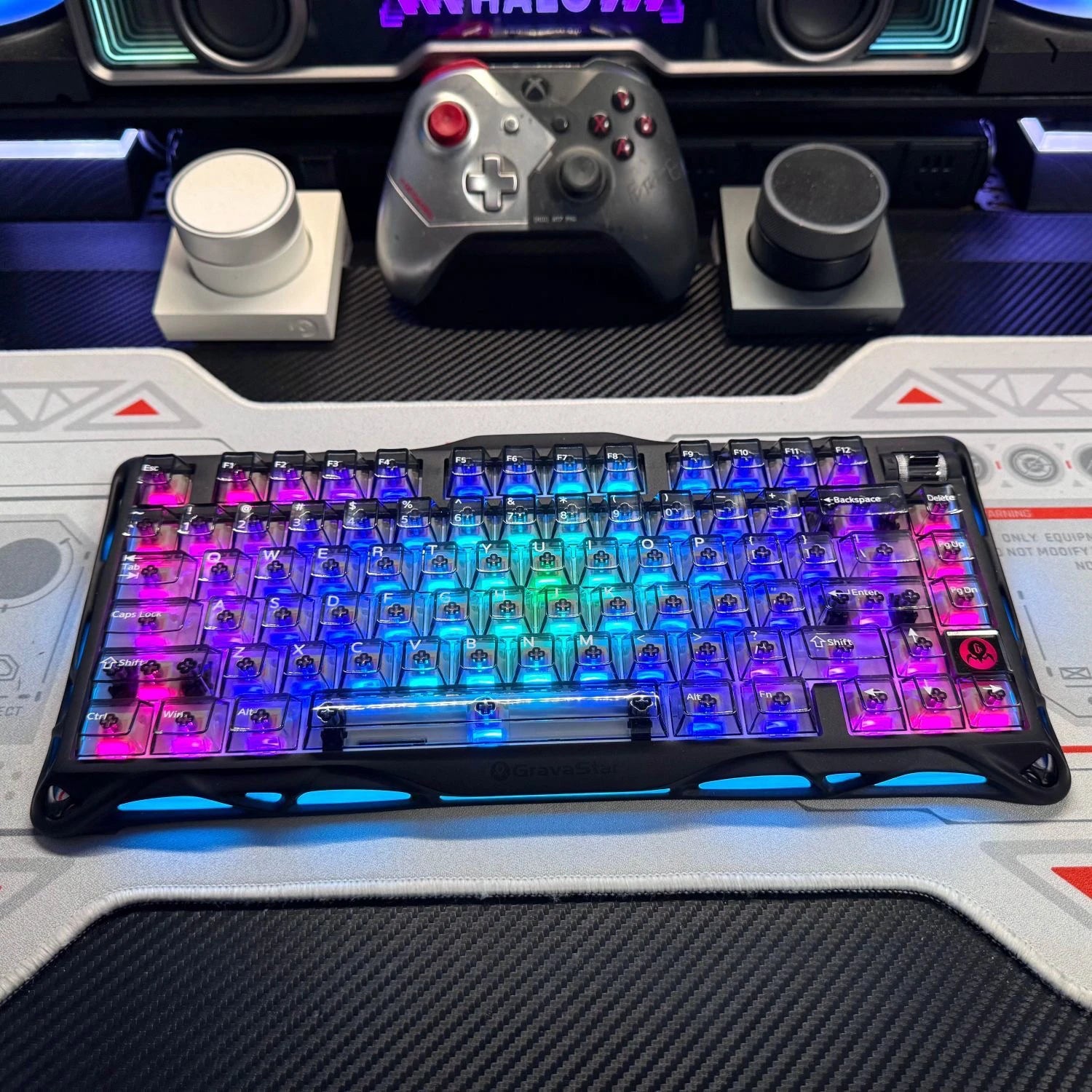 130 Keys Black Full Transparent PC Keycaps UV Printing Clear Crystal Key Caps Cherry Profile for MX Switches Gaming Keyboard