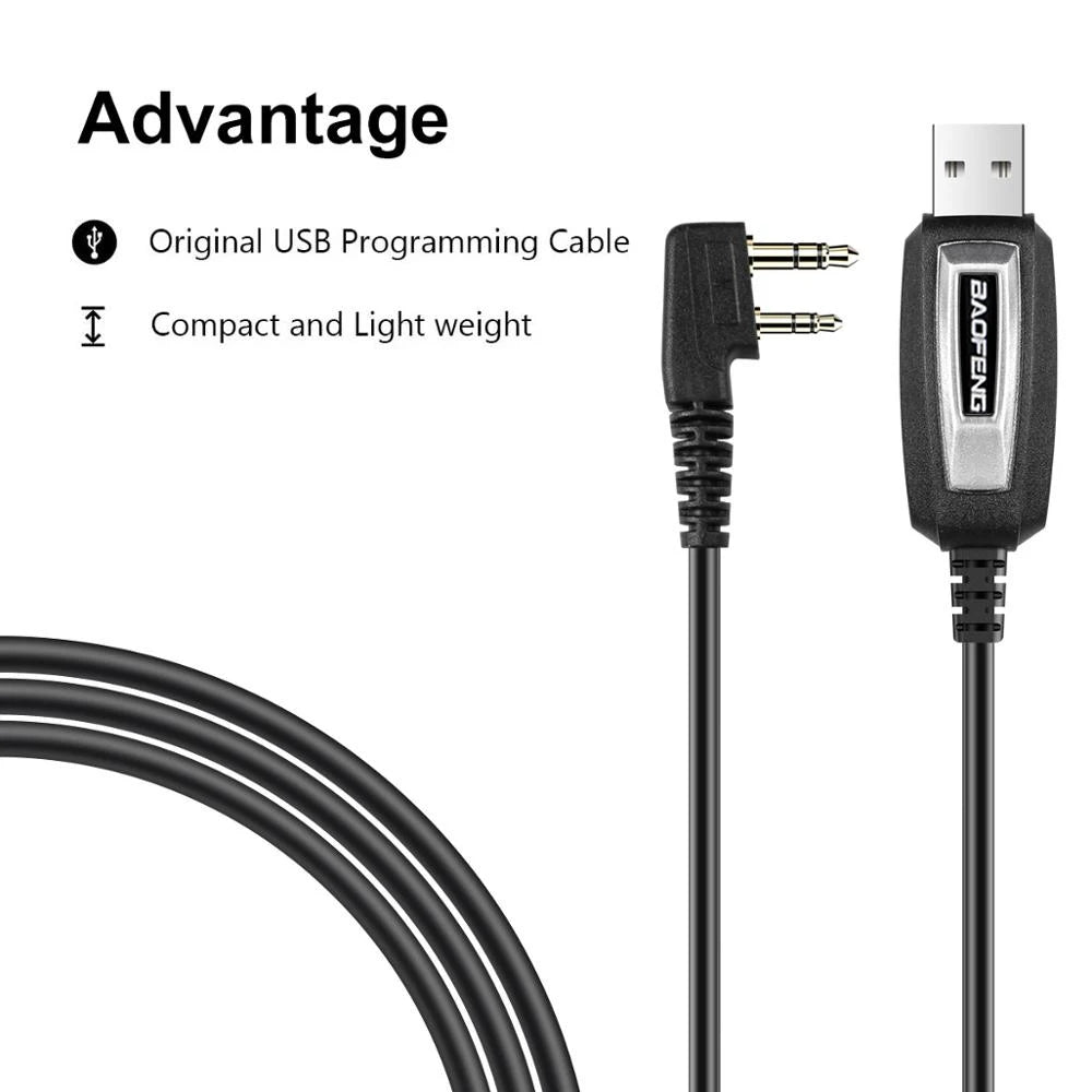 USB Programming Cable With CD For Baofeng UV-5R 888S 82 UV-S9PLUS UV-13 16/17/21 Pro USB K-type Interface Walkie Talkie Radio
