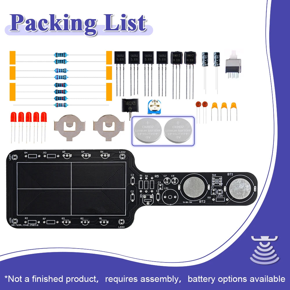 DIY Metal Detector Kit Buzzer Alarm with LED Lights Electronic Soldering Project Circuit Board Building Kit DC6V