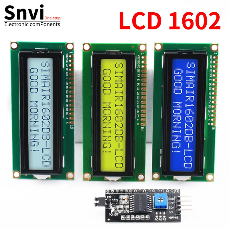 Snvi LCD1602 1602A LCD Display Module 16x2 Character Blue Yellow Green Gray Screen PCF8574 I2C IIC Interface 5V for Arduino