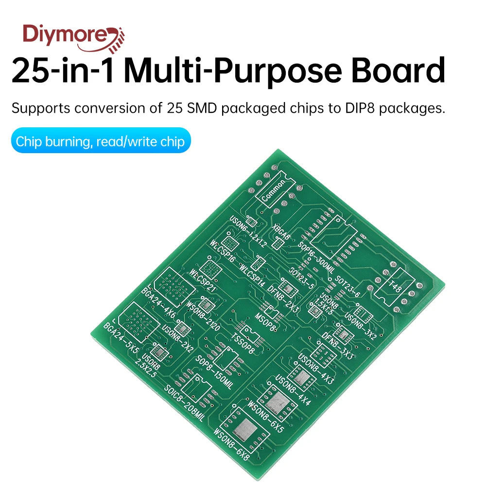 25 In 1 Multi-Function Board SMD To DIP8 Universal Adapter 4Layer PCB SOIC8/16 SOP8 DFN8 USON8 DFN8 SOT5 SOT6 WSON8 WLCSP TSSOP8